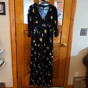 Torrid Black Floral Long Sleeve Dress